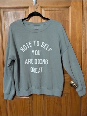 Zoe + Liv Sage Green 'Note to Self' Pullover Sweatshirt